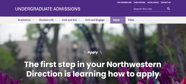 Northwestern undergraduate admissions apply page